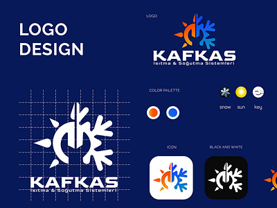 Kafkas  Heating Cooling Systems Logo Design.