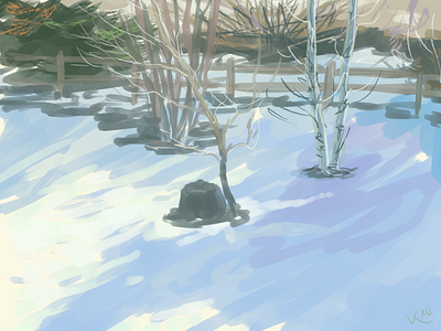 sun in winter jan 8th 2020 digtial painting firealpaca from life illustration landscape painting plein air