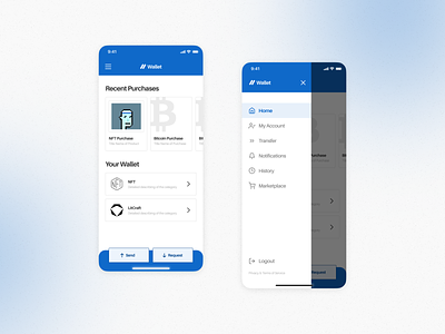 Crypto-Wallet Mobile App Design android app blockchain blue crypto design flat ios mobile mobileui modern strong ui uidesign wallet