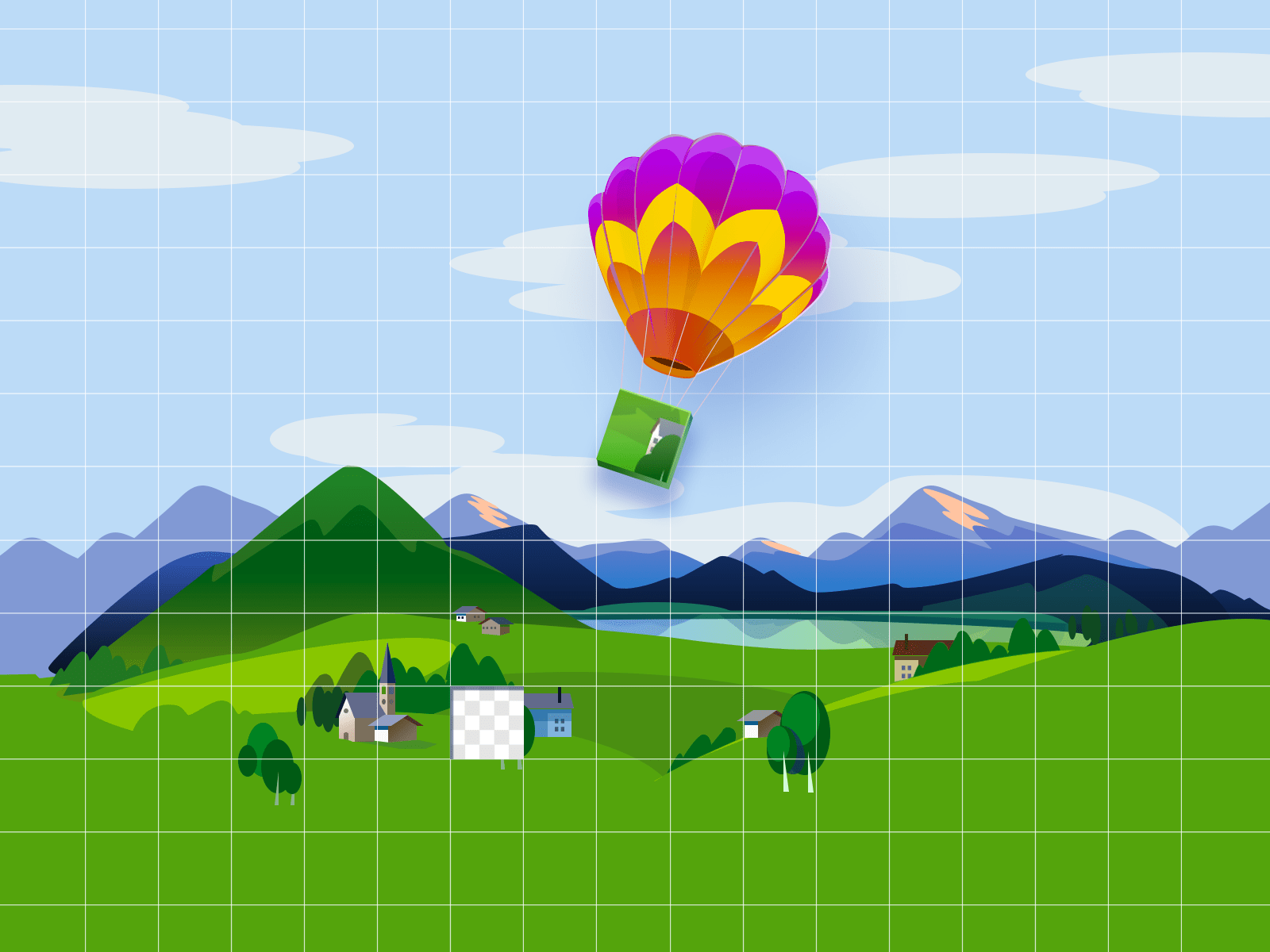 puzzle padge art cg design graphics illustration nature parachute puzzle game vector