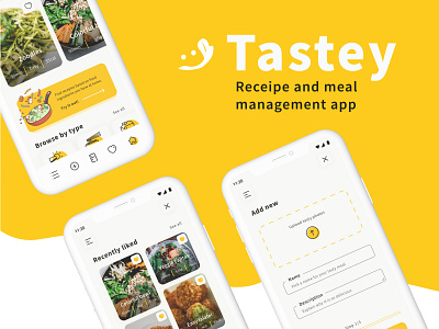 Tastey - receipe and meal management app android branding cookbook cookbook app cooking figma graphic design illustrator logo meal meal planner meal planner app mobile mobile app mobile app design receipe receipe app ui user interface ux