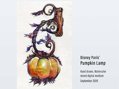 Disney Paris' Pumpkin Lamp art direction digital medium disneyland disneyland paris hand drawn watercolor