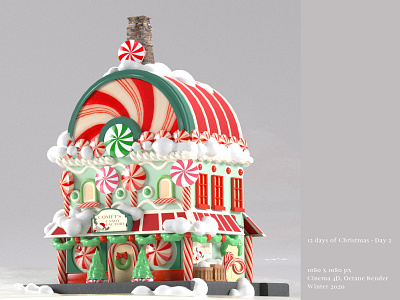 [12 Days of Christmas - Day 2 🍭] 3d art direction christmas cinema4d ornament