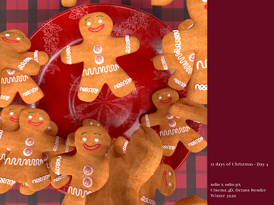 [12 Days of Christmas- Day 4 🍪] 3d art direction cinema4d cookies gingerbradman octanerender