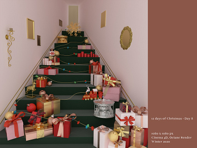 [ 12 Days of Christmas- Day 8 🎁] 3d art direction cinema4d design