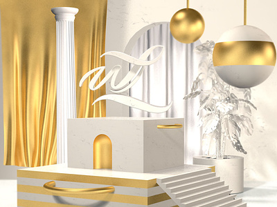 Golden Creamy Land 3d art direction branding cinema4d creamy white gold