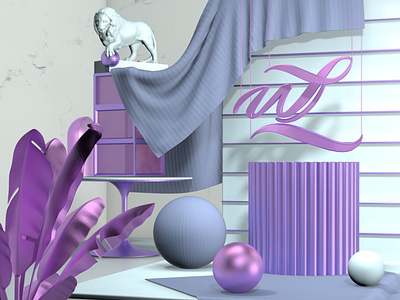 PurpleBlue Wonderland 3d modeling art direction branding cinema4d logo