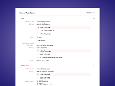 Title Search / Municipal Information layout ui ux