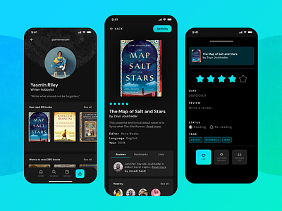 Literature app concept inspired by the brazilian app Skoob aplication app architecture book dark mode design high contrast interface literature mobile product reading ui ux