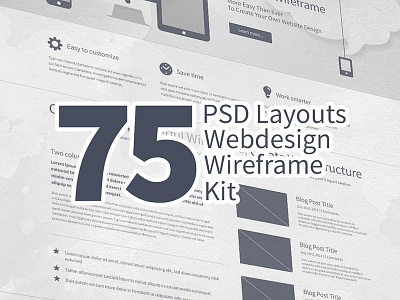 75 Layouts Webdesign Wireframe Kit design grid kit layouts photoshop presentation structure templates web webdesign wireframe