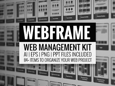 Webframe - Site Management Kit charts flowcharts icons items kit layout management presentations project web web design wire frame