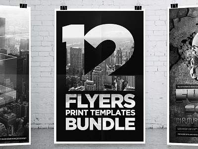 12 Party Flyers Bundle big bundle bundle flyers music pack party poster print psd flyer