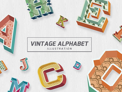 Vintage Alphabet Illustration classic decrotive font illustration lettering pattern type vintage vintage alphabet