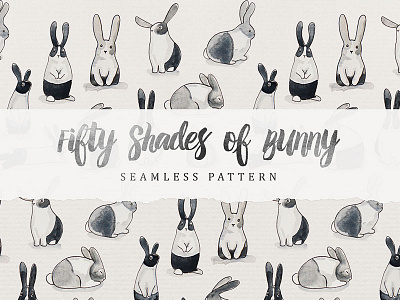 Fifty Shades of Bunny | Seamless Pattern animal bunnies bunny children cute hand drawn pattern pet png rabbit seamless watercolor