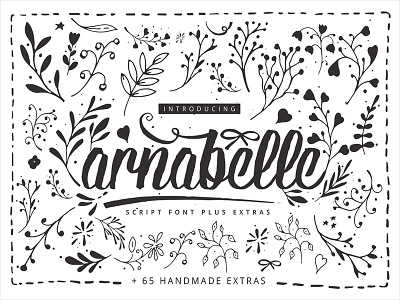 Arnabelle Script Font + 65 Extras extras extras font flowers script script font type typography