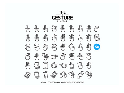 50 multitouch gesture icons business clean communication device drag flat gesture hand