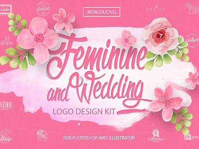 Feminine & Wedding Design Kit feminine logo wedding