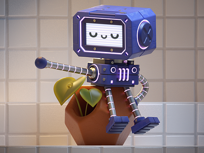 Robot KC / 06 3d 3dartist 3drender adobe photoshop c4d characterconcept characterdesign colorful design illustration octanerender otoy plant illustration robot