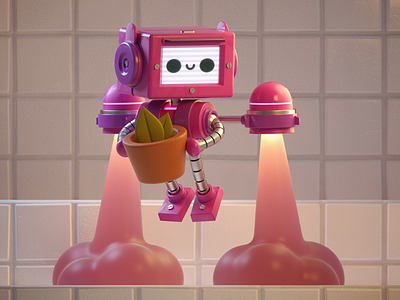 Robot KR / 07 3d 3dartist 3drender adobe photoshop c4d characterconcept characterdesign colorful design illustration octanerender otoy plant illustration robot