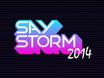 Say Storm Logo 80s blue gradient logo neon pewpew pink retro
