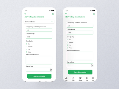 Infarmer App - Harvest Information design minimal mobile ui ui uxdesign