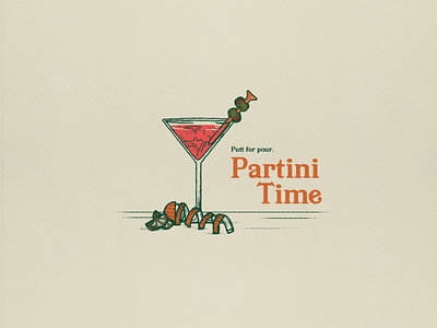 Partini branding drink golf golf ball illustration illustrator martini retro textured vintage