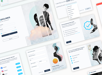 Onboarding Illustrations & Modal Design branding clean collage dashboard design figma design form graphic design illustrations modals navy blue onboarding onboarding screens onboarding ui signin signup ui ux