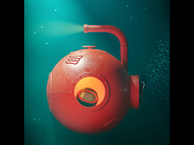 A | 36 Days of Type 2019 36days 3d 3d art cartoon character character design illustration letter orthographic render submarine typography underwater