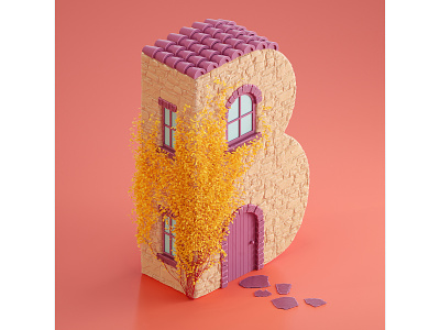 B | 36 Days of Type 2019 36days 3d 3d art 3ds max cgi colour house illustration isometric letter render typography