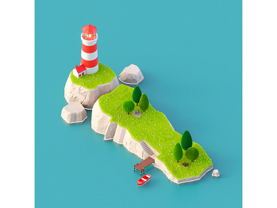 I | 36 Days of Type 2019 36days 3d 3d art cgi colour design illustration island isometric lettering render stylised typography