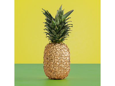 Pineapple 3d cgi corona fruit gold illustration pineapple render