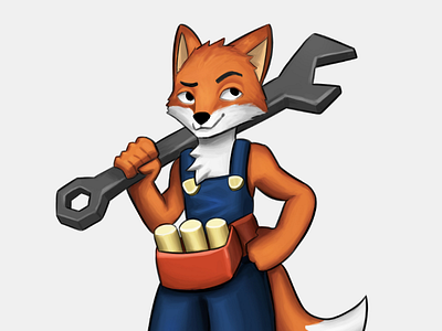 Fox Mechanic adobe photoshop character concept art design fox game art illustration mechanic