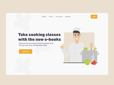 Chef chef cooking illustration interaction interface landing page product design responsive sketch ui ux vector web website