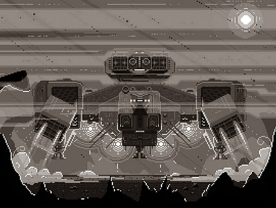 Landing in dribbble! alien design illustration landing movies pixel pixelart retro scifi space spaceship