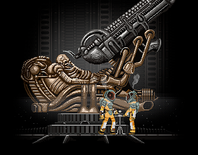 Space jockey alien design illustration movies pixel pixelart retro scifi space spacejockey