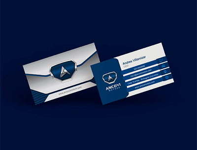 Printed Ancovi blue brand brand identity branding color design illustration logo logotype logtype personal card white