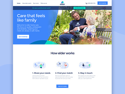 elder is live brand care design elderly family health tech home care relationships startup trust uxui website