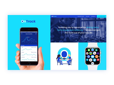 OnTrack: Brandboard app brand branding care design digital health healthcare illustration logo recovery rehab stroke typography ui ui ux ux web