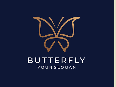 line art butterfly logo design. business card butterfly elegant gold graphic lineart luxury premium vector