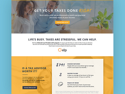 Landing Page for Tax Service bright colors landing page responsive tax taxes ui design website