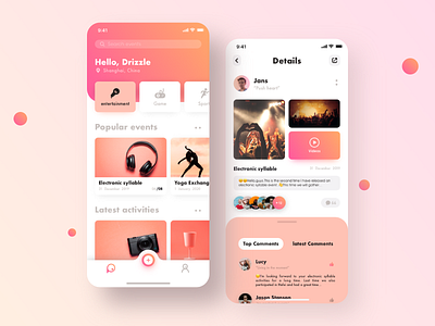 E Event App activiies activity app card classification colors design icon icons interface make friends motion release social social application sport ui ux