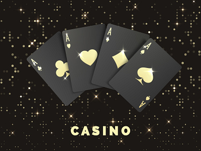 Four black poker cards aces - quads ace add advertising banner bet black card casino fore of a kind fortune game gold graphic design light luck playing card poker poster quads win