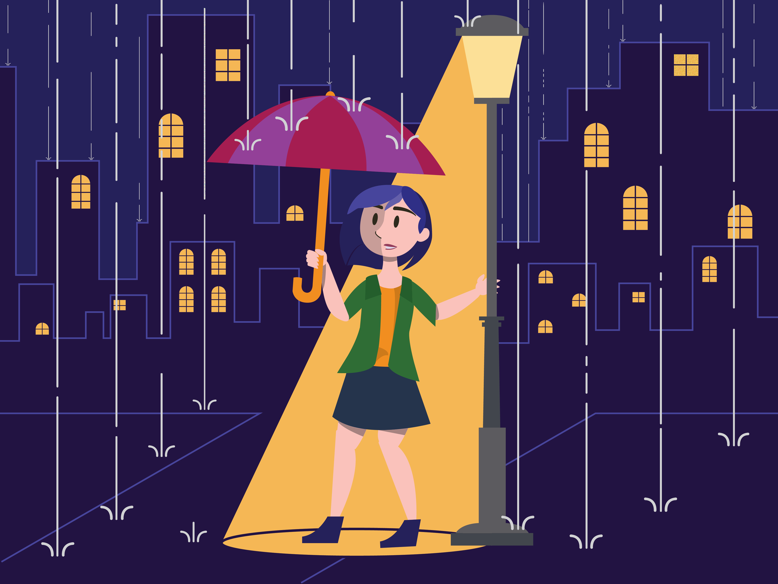 Raining Scene by Cuong on Dribbble