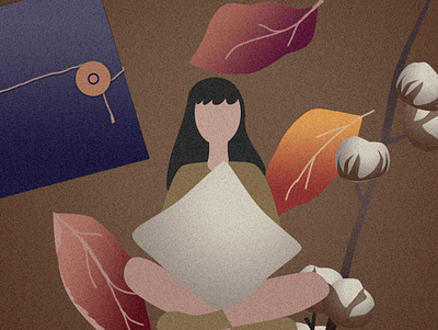 Warm autumn design flat girl illustration