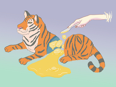 butter tiger cutting design illustration