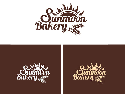 Sunmoon Bakery Logo branding design flat icon illustrator logo minimal type typography vector