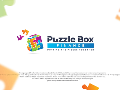 Puzzle Box Finance - Modern Logo Design for a Financial Company accounting app box logo brand identity brand style guide branding business card business logo conceptual logo creative logo financial financial logo icon logo logo design logo designer logos modern logo modren logo strategic logo