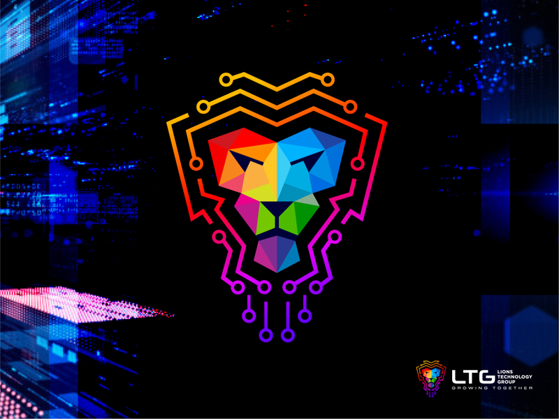 Logo Design for Lions Technology Group. app icon branding colorful logo conceptual logo creative logo flat icon lion head lion logo logo logo design logo designer logo inspirations meaningful logo minimal modern logo modern logos rgb technology logo vector