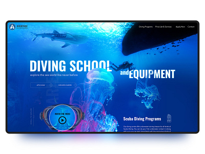 Diving School diving ecommerce illustration art landing page design ui ux website