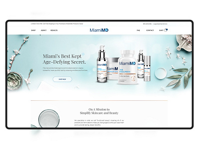 Natural Cosmetic clean ui cosmetics ecommerce landing page design light theme